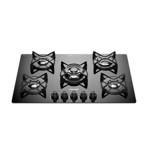 Encimera a Gas 5 Platos Fensa Vidrio Templado y Encendido Eléctrico F GC75V A Negra